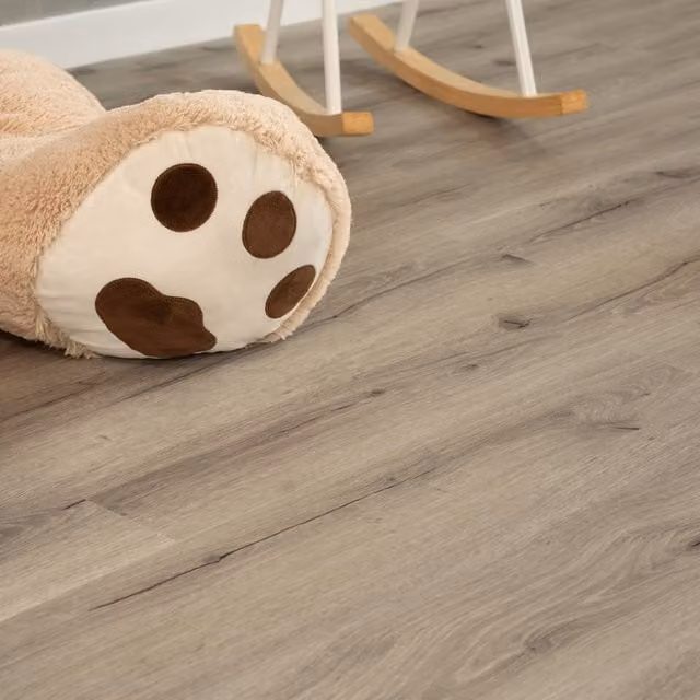 Suelo vinílico clic Home Deluxe ROMIA Gris de 40 m² con sistema de clic y reducción de sonido de impacto