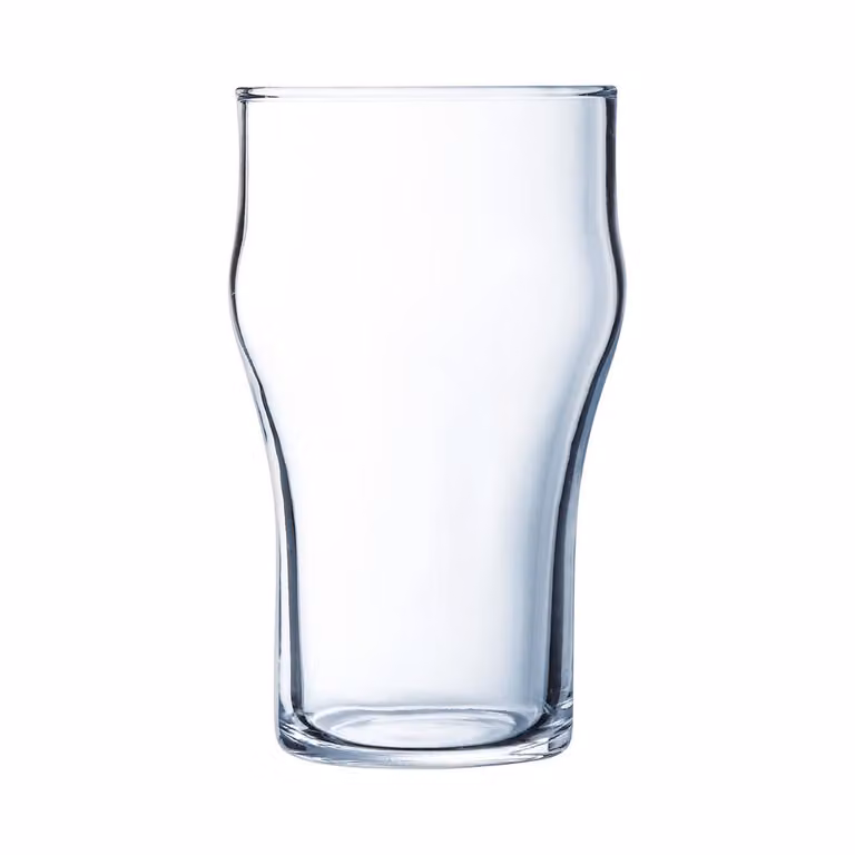 Juego de 24 vasos de cerveza Nonic de Arcoroc en vidrio tensionado transparente de 34 cl