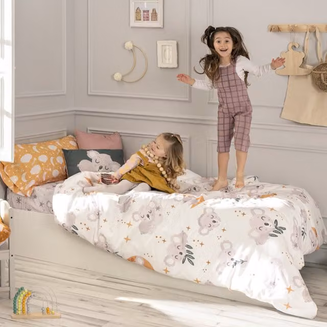 Juego de cama nórdico de 2 piezas Moshi Moshi para niños con diseño de animales en color blanco, confeccionado en algodón, An/P: 140 x 200 cm