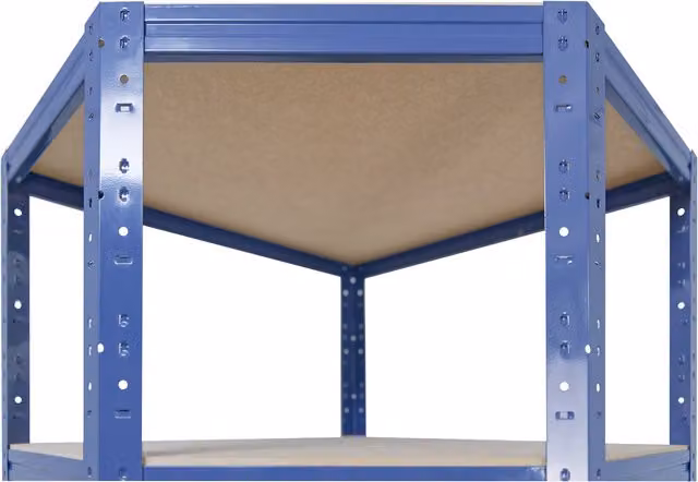 Estante esquinero Shelfplaza con 6 baldas ajustables, color azul, An/P/Al: 90 x 60 x 200 cm