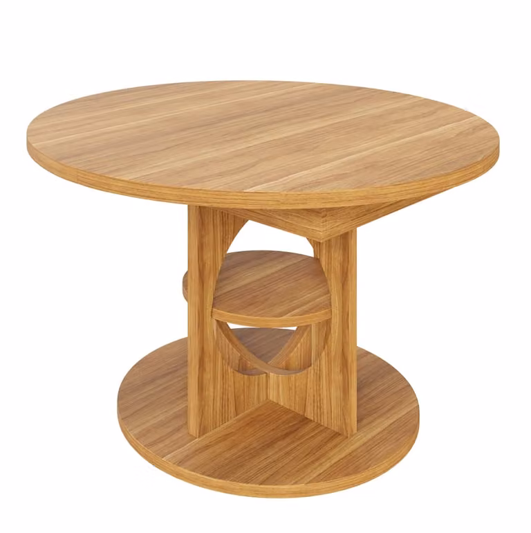 Mesa de comedor extensible OKWISH de forma ovalada en color marrón, fabricada en MDF y metal, An/P/Al: 110 x 110 x 76 cm