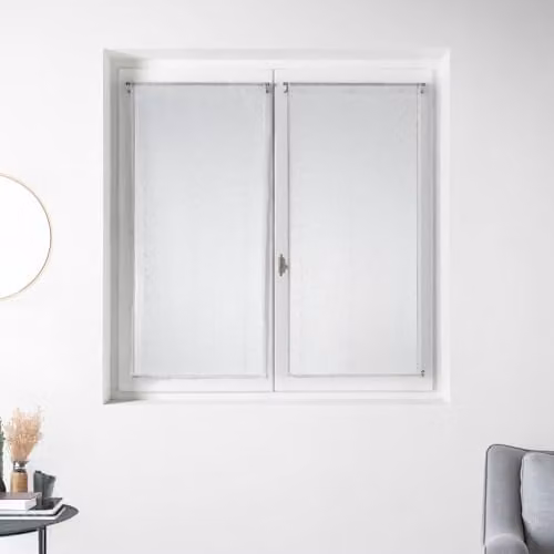 Par de visillos de organza Homemaison con rayas plateadas en color blanco, An/Al: 60 x 160 cm
