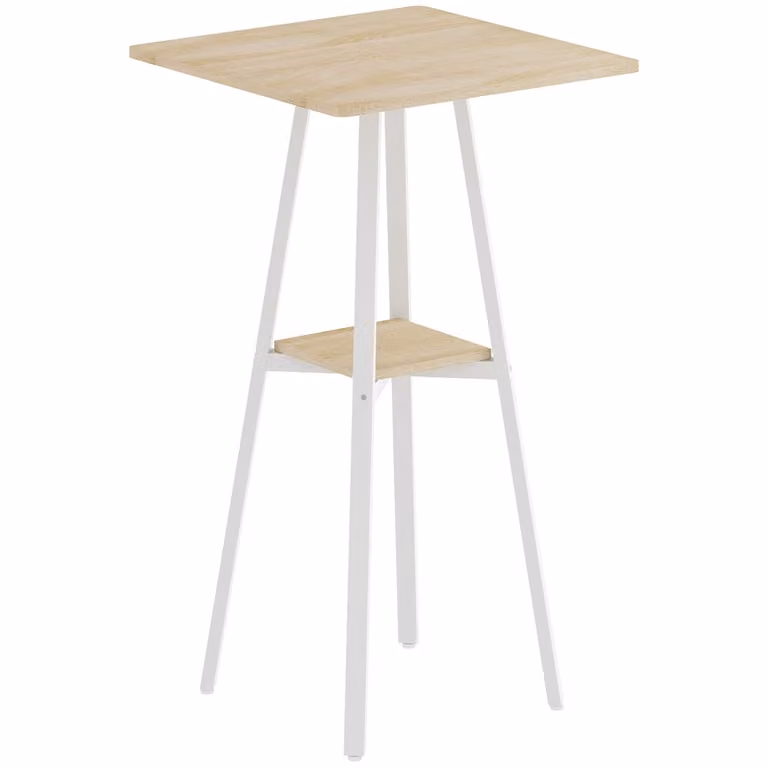 Mesa de bar Homcom de madera y metal en color blanco y madera natural, An/P/Al: 55 x 55 x 95 cm