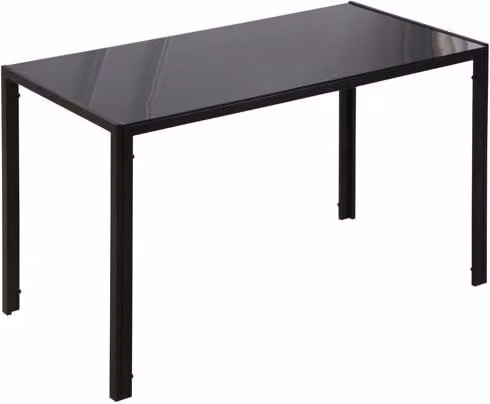 Mesa de comedor rectangular HOMCOM de cristal y metal negro para cocina o salón, An/P/Al: 120 x 60 x 75 cm