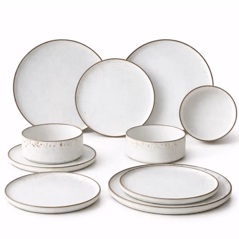 Juego de vajilla de gres Sia Deco de 16 piezas en color blanco y marrón para adultos