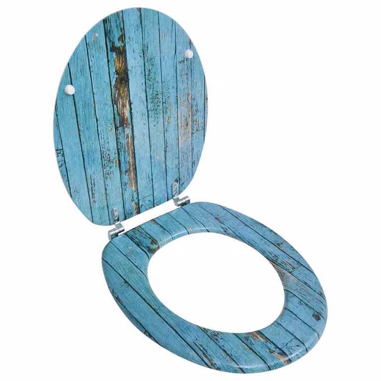 Set de 2 tapas de asiento de inodoro ovaladas vidaXL en madera MDF color marrón con cierre suave y herrajes de zinc y cromo