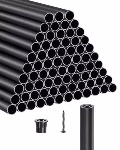 Juego de 101 balustres de aluminio VEVOR para barandilla de escalera redonda, color negro mate, incluye tapas de riel y tornillos, Altura: 81,3 cm