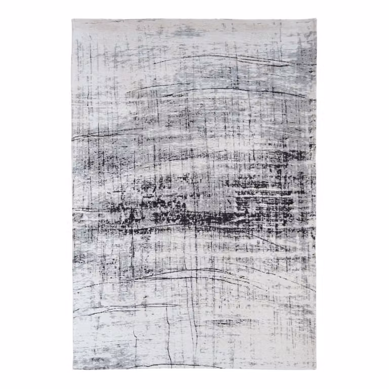 Alfombra lavable Louis de Poortere Griff de estilo retro con rayas en gris, blanco y negro para interior o exterior, An/P: 240 x 340 cm