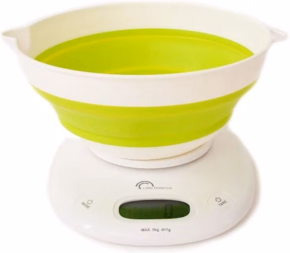 Balanza de cocina digital plegable Little Balance en color blanco y verde anís
