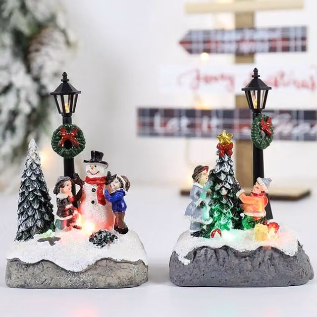 Juego de 2 figuras LED de Navidad F-BRIGHT multicolor para mesa