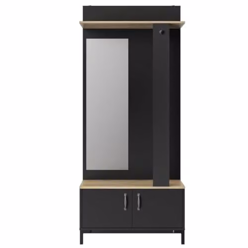 Mueble Recibidor Calicosy Negro con Espejo y Percha, Diseño Moderno de Fabricación Francesa