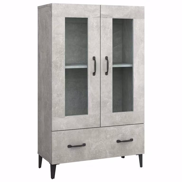 Aparador de madera contrachapada y MDF vidaXL en color gris hormigón para salón, An/P/Al: 70 x 31 x 115 cm