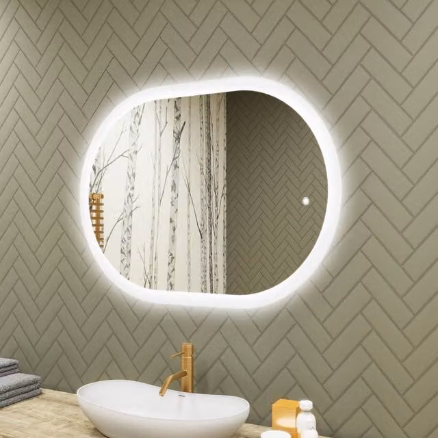 Espejo de baño ovalado con LED dual color y sensor táctil Artforma An/Al: 100 x 70 cm