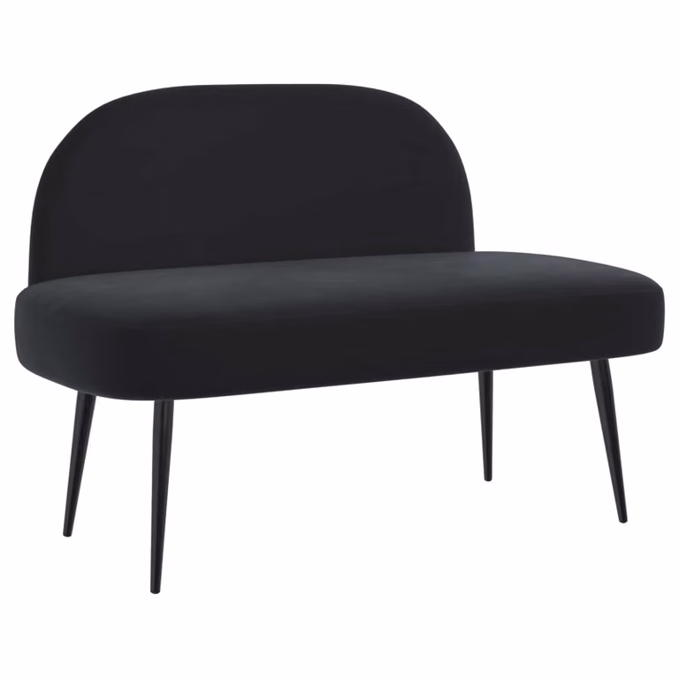 Banco tapizado con respaldo de terciopelo negro vidaXL An/P/Al: 110 x 60 x 76 cm