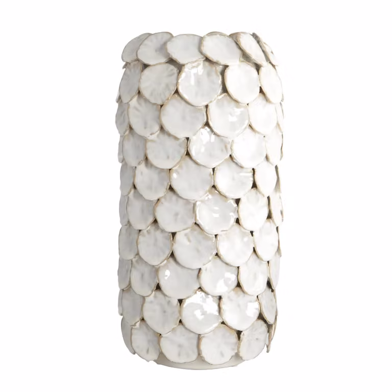 Jarrón de cerámica blanca con diseño de puntos House Doctor Altura: 30 cm