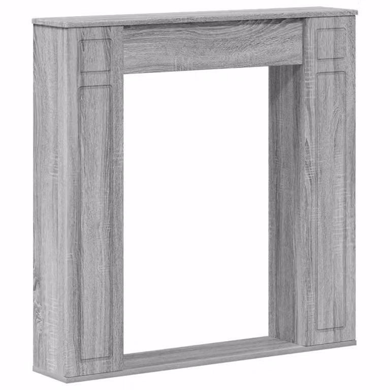 Marco de chimenea moderno vidaXL de madera en color gris, An/Al: 100 x 100 cm, Profundidad: 20 cm