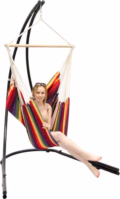 Silla Colgante Amanka con Soporte de Metal y Sillón XXL Multicolour con Giro de 360 Grados y Diseño Boho para Adultos