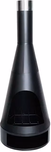 Chimenea de jardín RedFire Kingston en acero negro, Diámetro: 44 cm, Altura: 120 cm