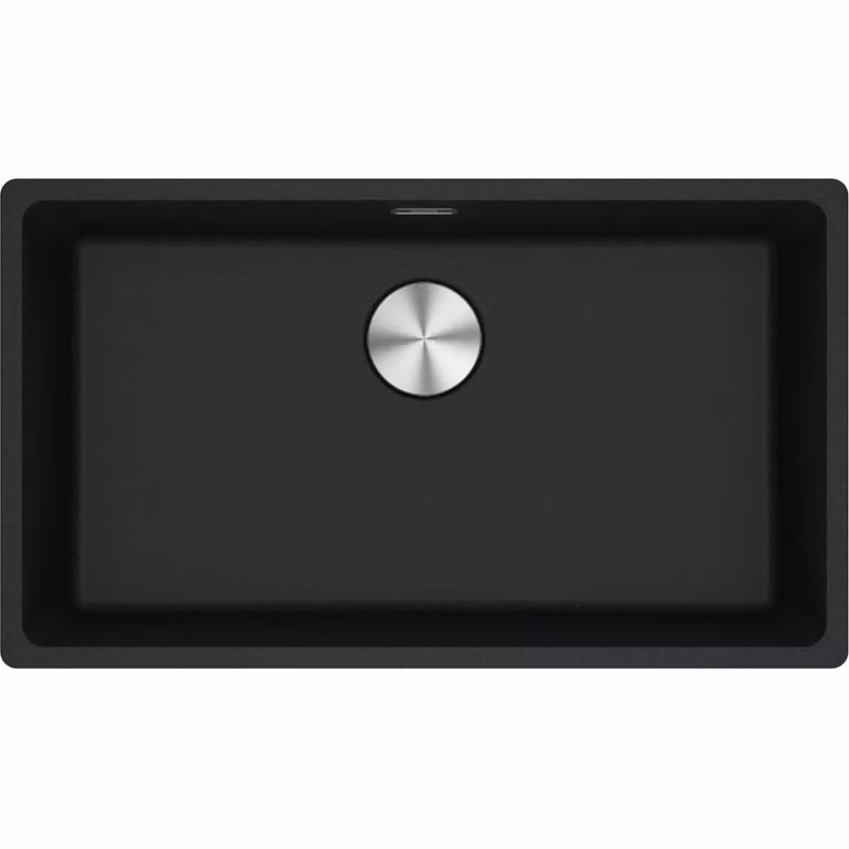 Fregadero encastrado Franke Maris de fragranite color negro con control manual para encimera de 80 cm