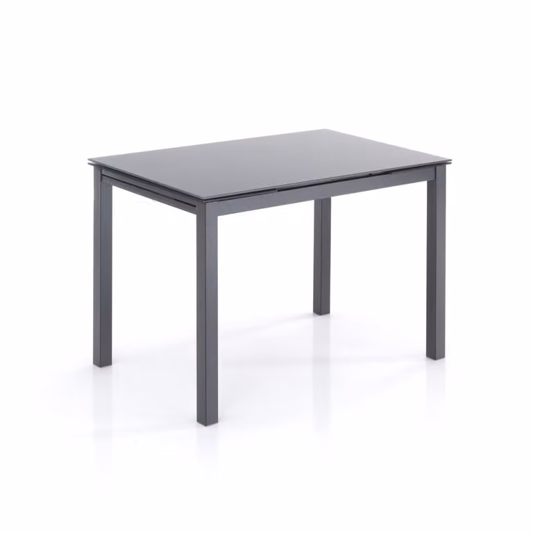 Mesa extensible Oresteluchetta de cristal mate gris y blanco para comedor o cocina, An/P/Al: 110 x 70 x 76 cm
