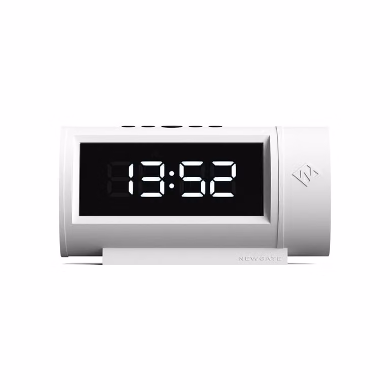 Reloj despertador digital Newgate Pil blanco con termómetro e iluminación para mesa