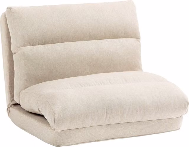 Sillón plegable ajustable NORTHIX con función de cama, tapizado de aspecto lino en color marrón y beige para salón o dormitorio