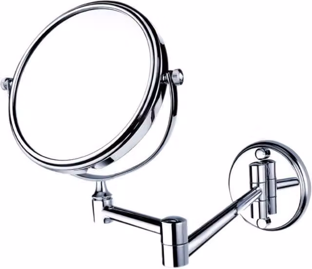Espejo cosmético de pared redondo Nimco en color plata y acabado metálico
