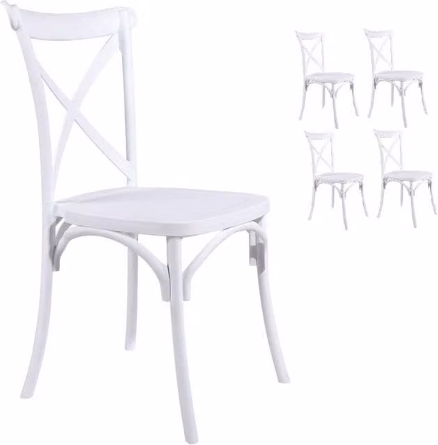 Set de 4 sillas blancas estilo bistrot de Kosmi apilables en polipropileno