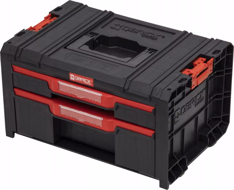 Cajón de herramientas Qbrick Pro con 2 cajones y compartimento superior en color negro con capacidad de carga de 50 kg