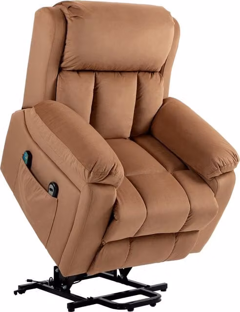 Sillón Reclinable Eléctrico HOMCOM con Función Levanta Personas, Masaje Vibratorio, Calor y Control Remoto en Color Marrón