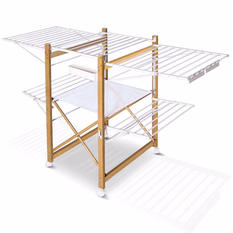 Secadora de ropa extensible y plegable VOUNOT de color blanco con 30 metros de longitud de secado