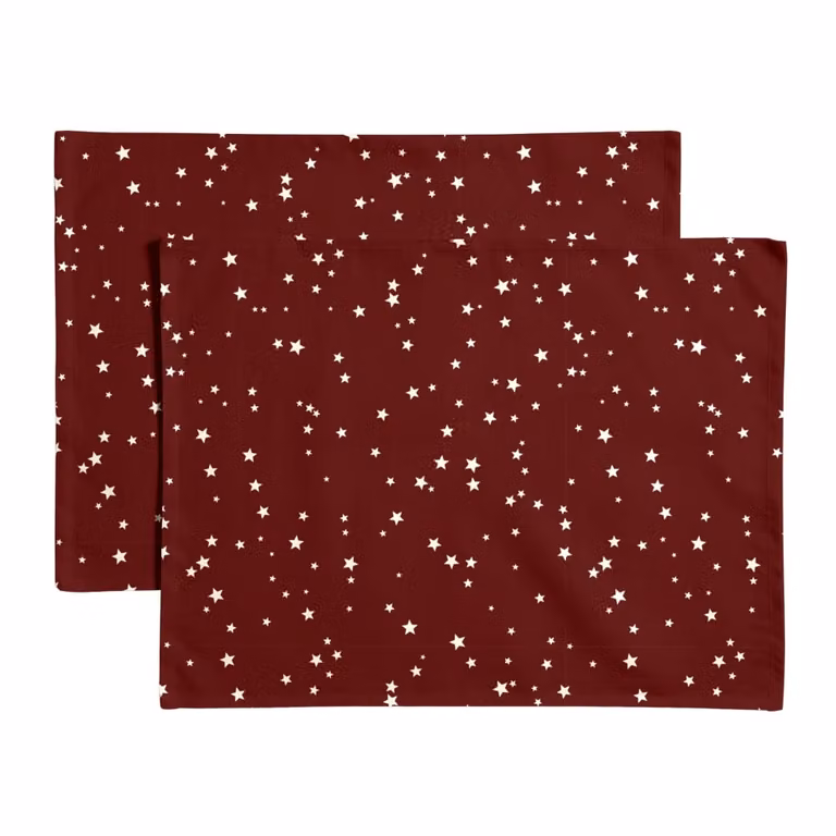 Set de 4 manteles individuales Muare Home de algodón orgánico antimanchas, color rojo, An/P: 35 x 50 cm