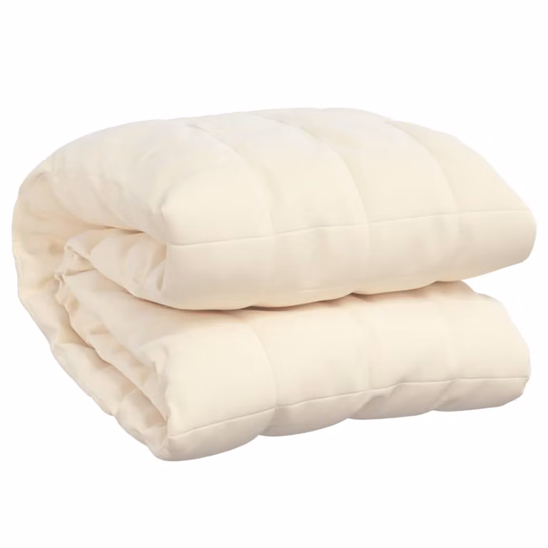 Manta con peso vidaXL en microfibra color beige, An/P: 152 x 203 cm, 7 kg