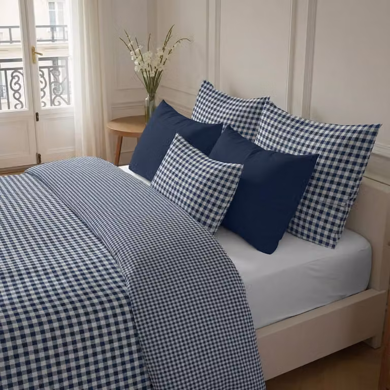Funda nórdica reversible de algodón transpirable en colores azul y blanco, diseño mediterráneo, An/P/Al: 180 x 220 cm