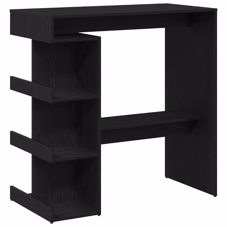 Mesa de bar moderna vidaXL con estantes en madera de roble y negro, An/P/Al: 100 x 48 x 101,5 cm
