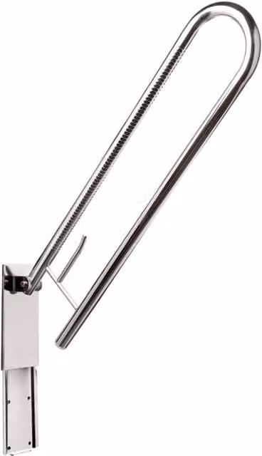 Asidero de baño Beltrán de tubo antideslizante, abatible y extraíble en acero inoxidable color plata