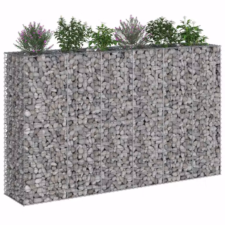 Set de 3 camas elevadas de gavión videx en acero galvanizado color plateado, An/P/Al: 250 x 50 x 150 cm