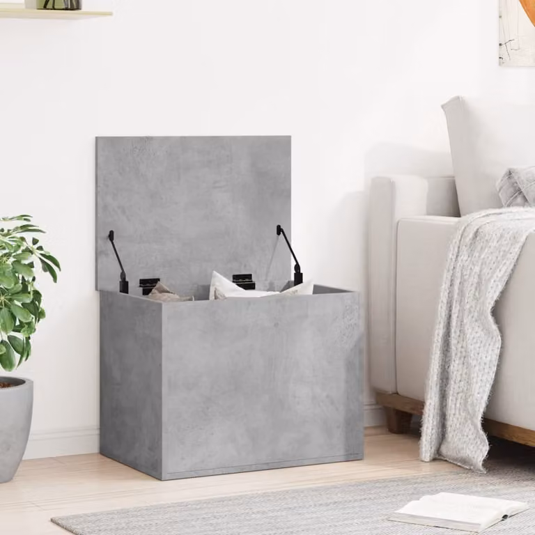 Caja de almacenaje moderna vidaXL de madera MDF en color gris hormigón, An/P/Al: 60 x 42 x 46 cm