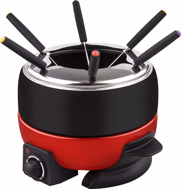 Fondue Eléctrica Alfa de 800w con Capacidad de 2l en Negro o Rojo