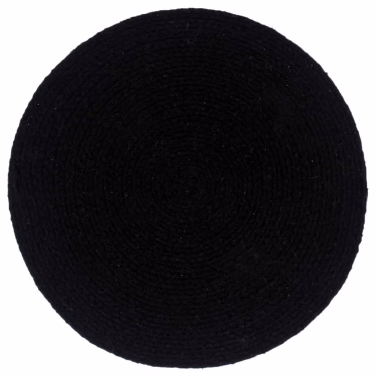 Set de 4 manteles individuales redondos vidaXL de algodón en color negro liso, Diámetro: 38 cm