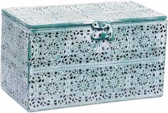 Caja de metal verde Wanderlust Deco An/P/Al: 20.5 x 12.5 x 11.5 cm