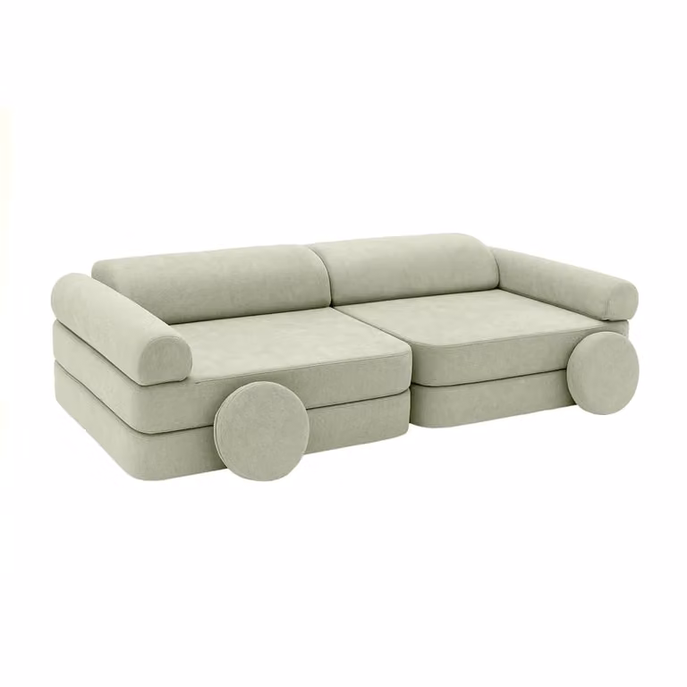 Sofá modular infantil de espuma Bees & Blooms en color verde con fundas extraíbles