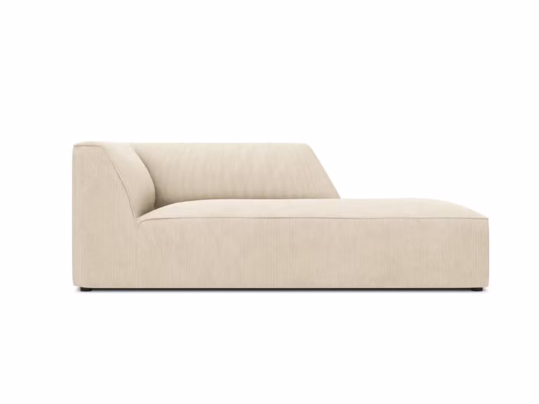 Chaise longue de ángulo derecho Micadoni Home en pana beige claro con diseño moderno para salón