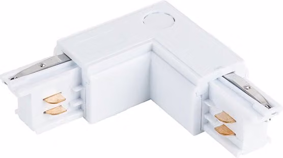 Conector en L izquierdo para carril trifásico Qazqa, color blanco, ajustable y de plástico