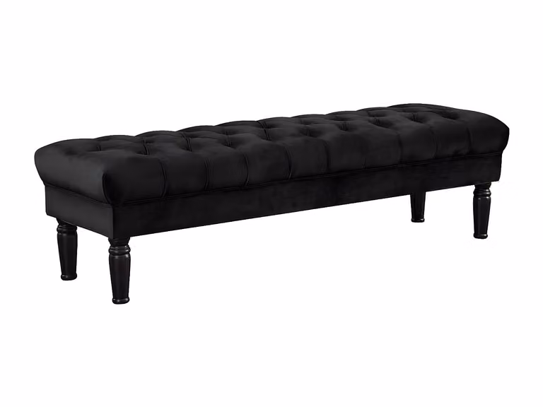 Banco RINALDO tapizado en terciopelo negro de estilo vintage