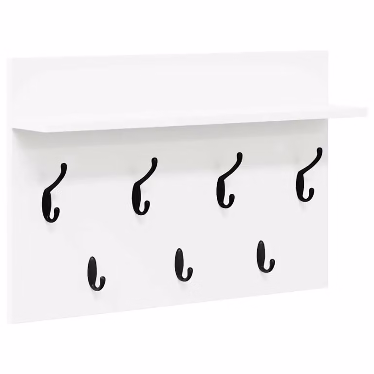 Perchero de pared minimalista vidaXL en color blanco con ganchos distribuidos, An/P/Al: 60 x 40 x 12 cm