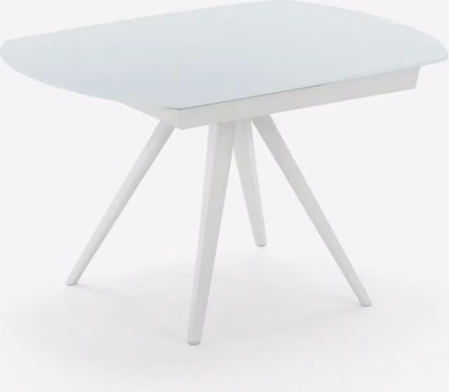 Mesa de comedor extensible Float de Duzzle con sobre de vidrio y estructura de metal en color blanco, An/P/Al: 120/180 x 90 x 76 cm