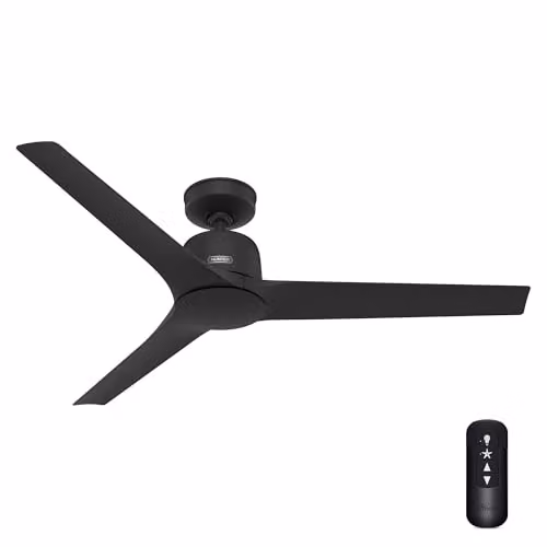 Ventilador de techo Hunter Fan Company Athens negro con mando a distancia y luz, Diámetro: 132 cm