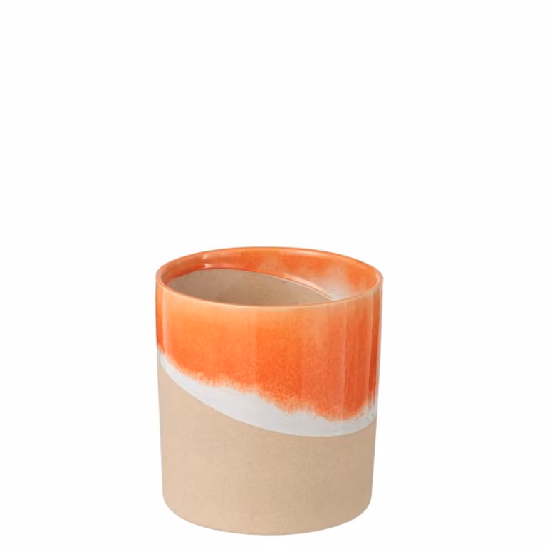 Macetero de mesa moderno J-line de cerámica naranja con diseño abstracto redondo An/P/Al: 19,5 x 19,5 x 21 cm