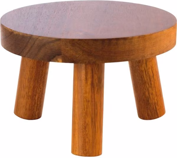 Soporte de buffet redondo APS de madera de acacia color marrón, Ø 150 mm, Altura: 100 mm